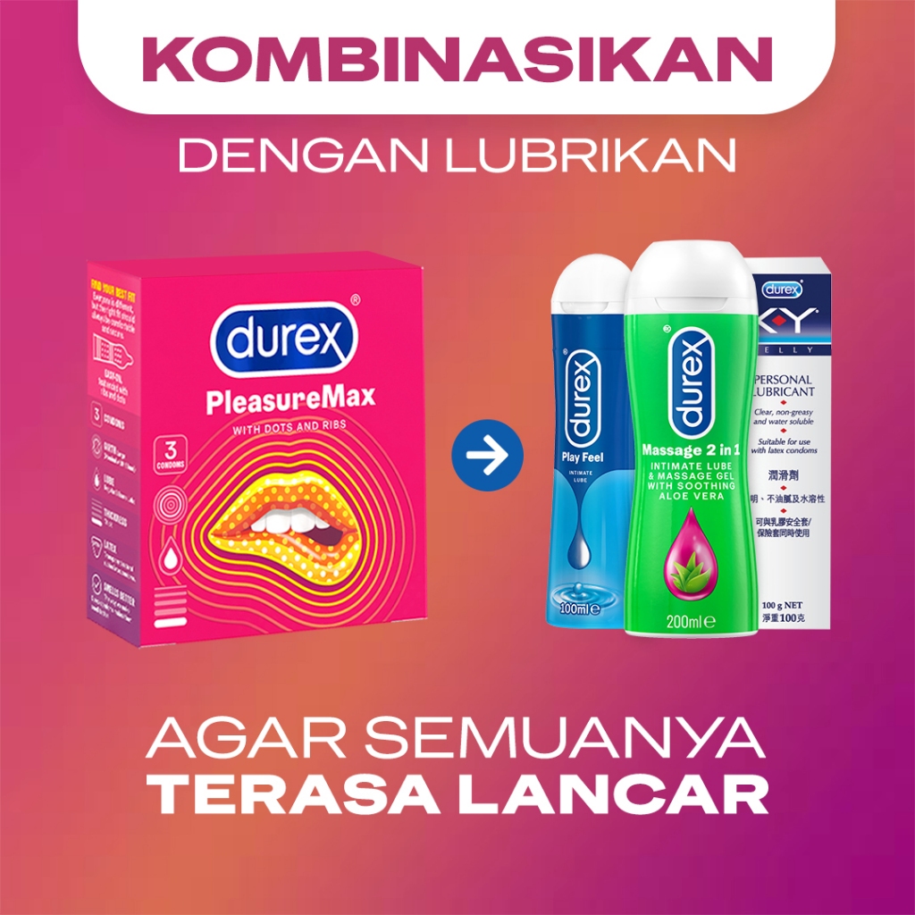 DUREX PLEASUREMAX KONDOM GERIGI KONDOM AMAN PRIA 3S - CONDOM WITH SPECIAL LUBRICANT