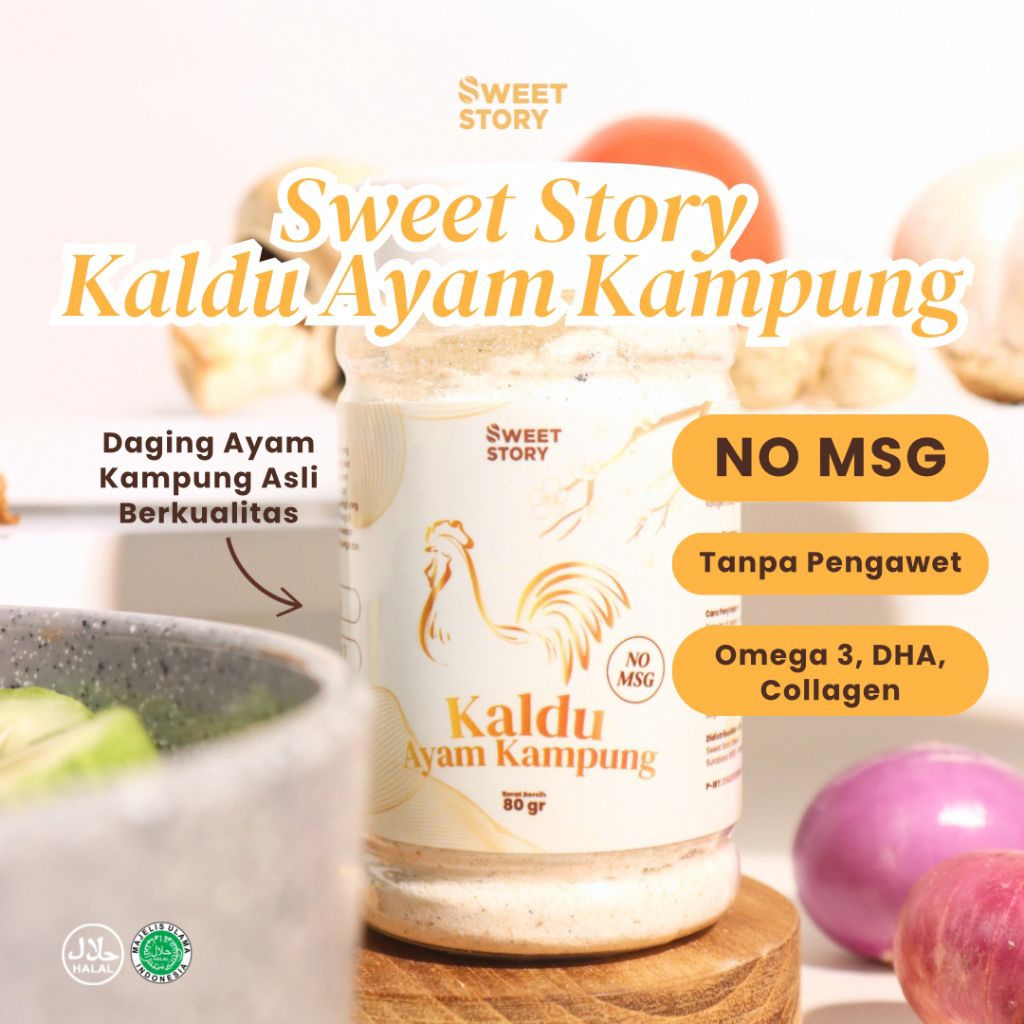 

Sweet Story Kaldu Ayam Kampung No MSG 80gr Dengan DHA, Omega 3, dan Kolagen 100% Organik