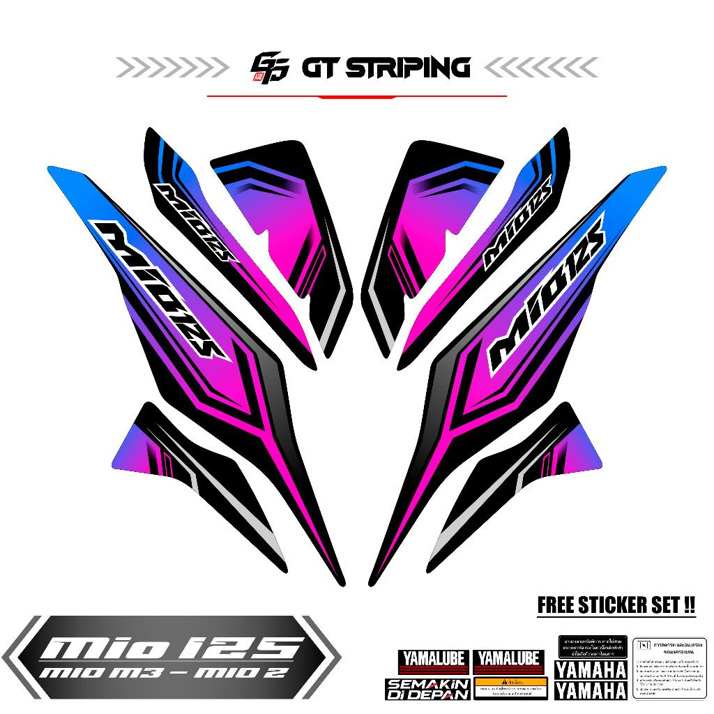 GTS 54 STRIPING MIO M3 HITAM STICKER LIS LIST DECAL YAMAHA MIO M3 HITAM LIST MERAH BIRU LIST LES POL