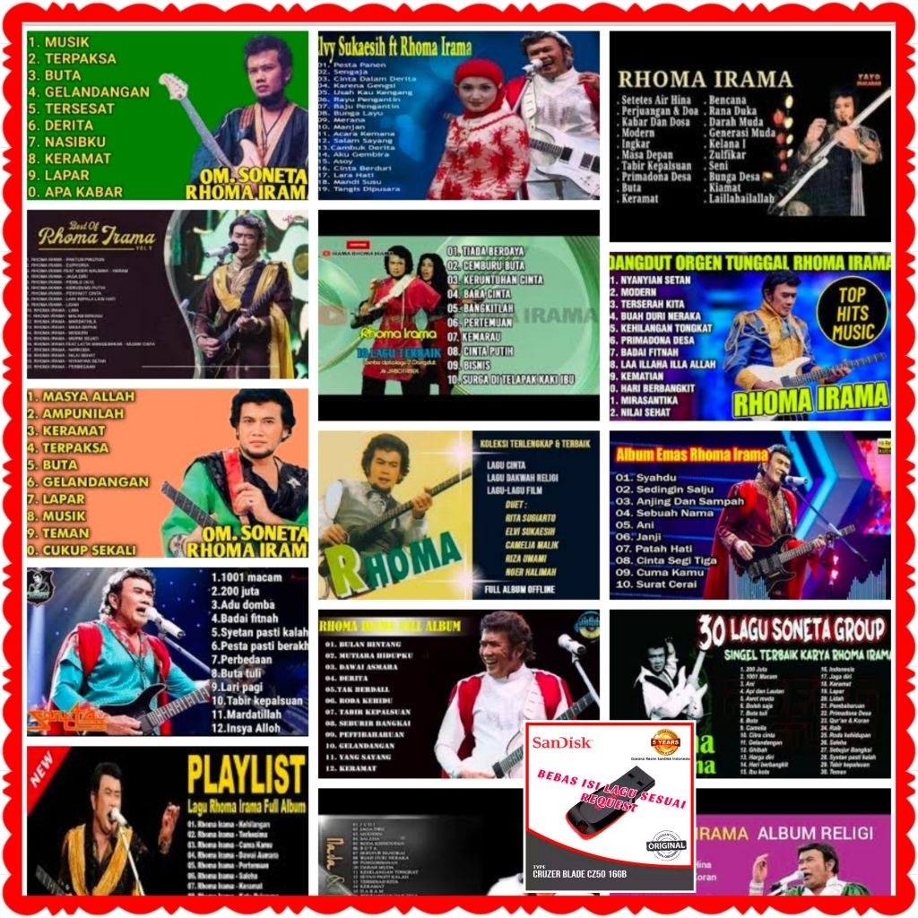 USB LAGU RHOMA IRAMA MP3-USB LAGU UNTUK MOBIL-USB LAGU BUAT MOBIL-KASET MP3 LAGU RHOMA IRAMA LENGKAP