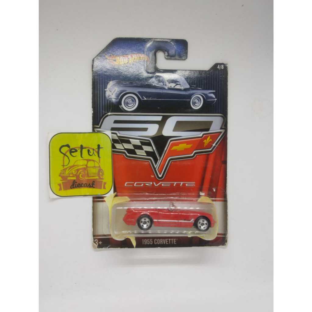 HOT WHEELS HOTWHEELS 60TH CORVETTE ANIVERSARY 1955 CORVETTE MERAH RED RARE