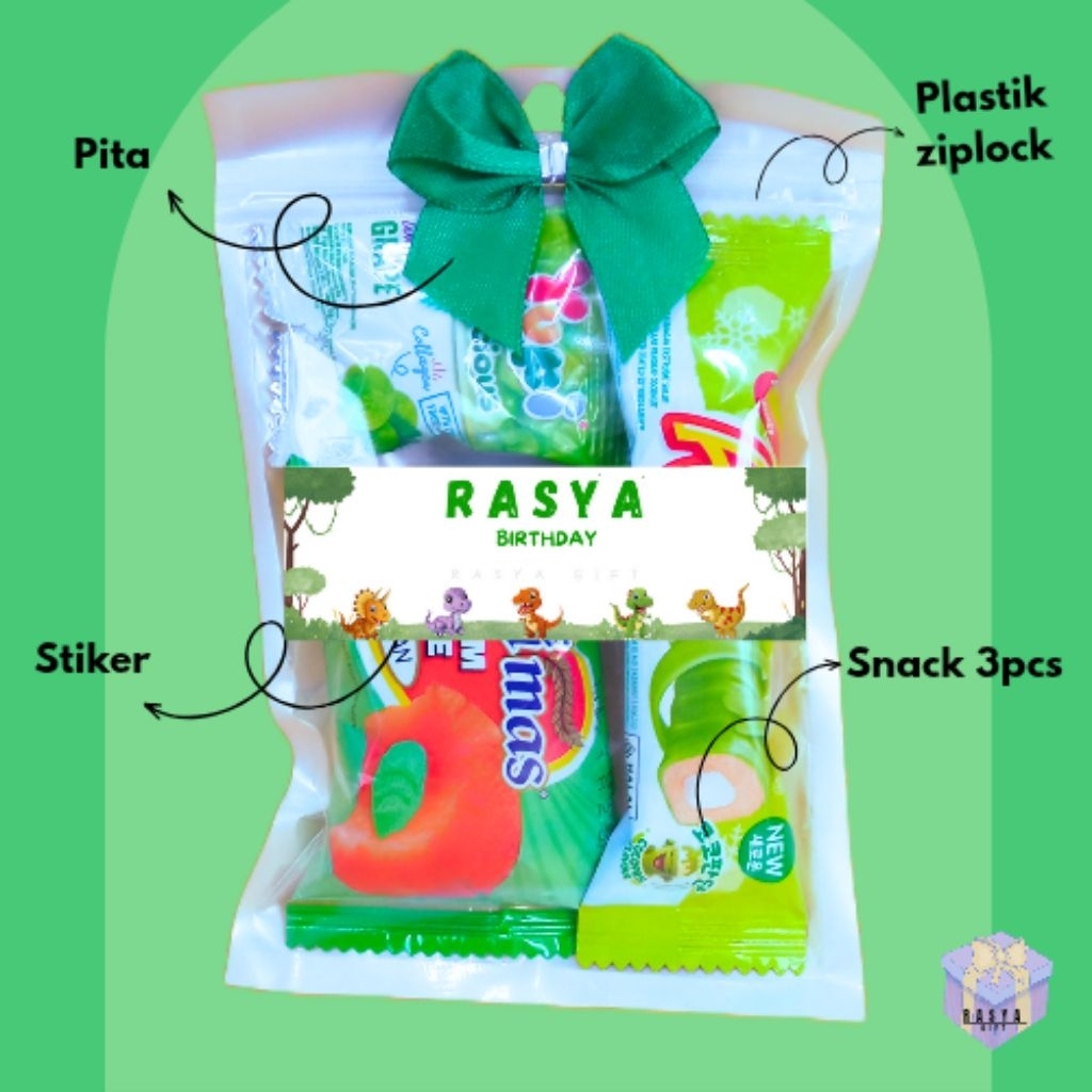 

Mini Gift Snack Tema Hijau / Mini Hampers / Snack Ulang Tahun/Bisa Instan