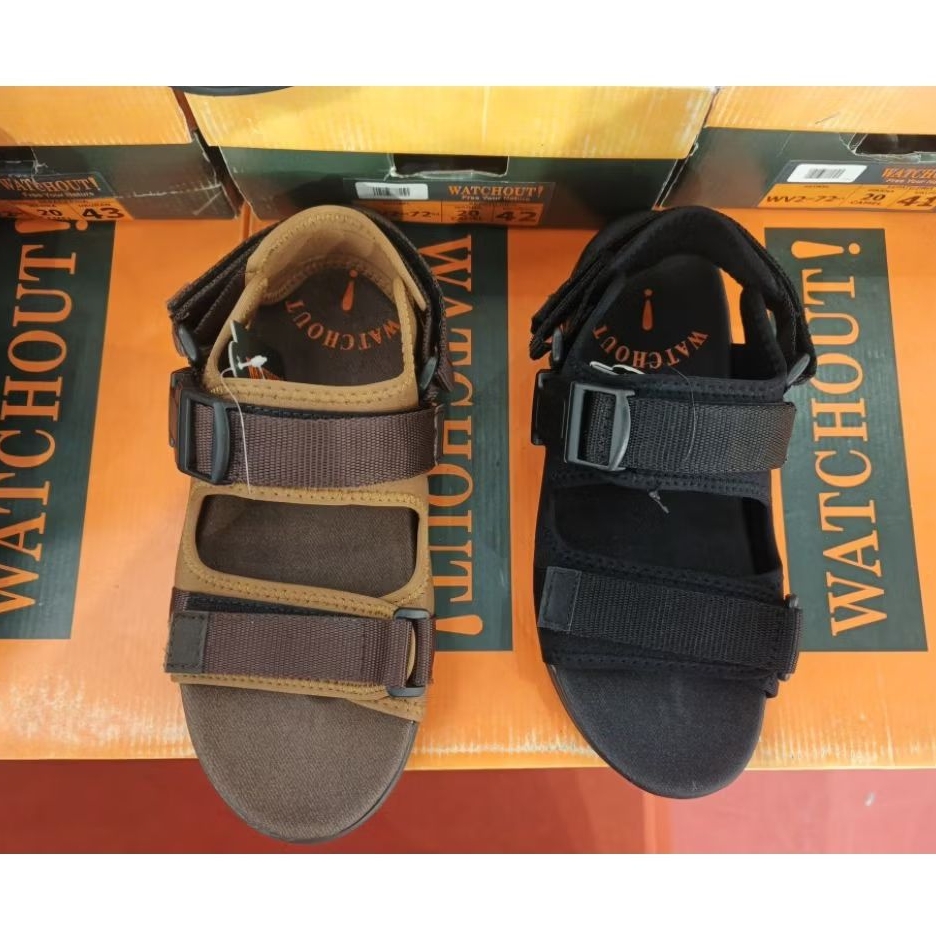 Sandal gunung pria solid watchout hitam coklat