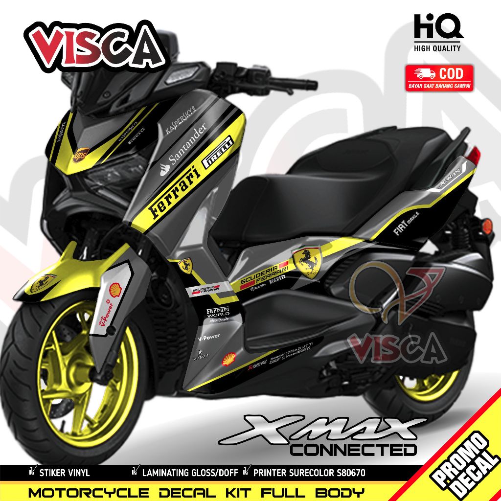 Decal XMAX Connected Full Body Stiker XMAX 250 Variasi Decal Hologram XMAX Connected FERRARI
