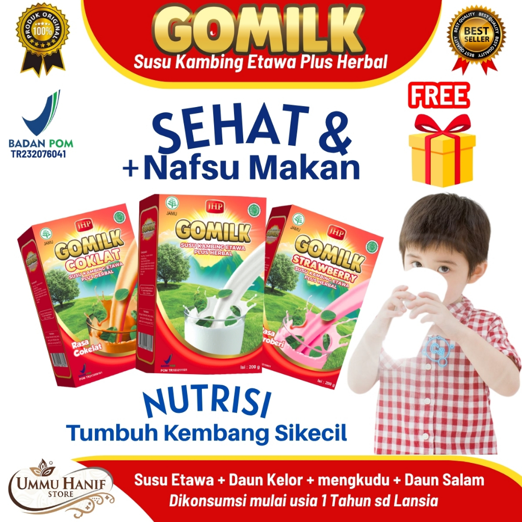 

GOMILK 200gr – Susu Etawa untuk Anak 1 Tahun ke Atas | Nafsu Makan, Pencernaan, Tulang, Maag