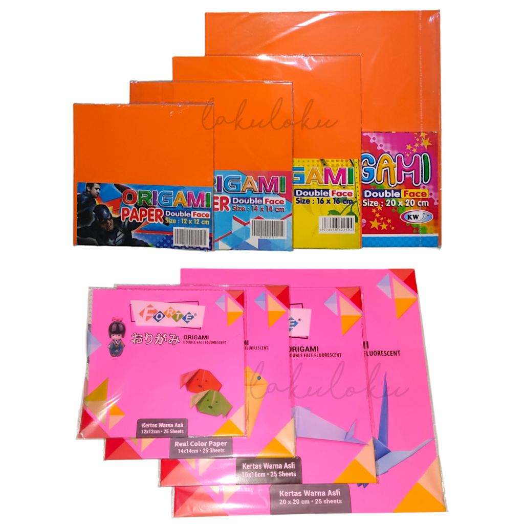 

Kertas Lipat / Origami Polos Warna Double Side Ukuran 12x12, 14x14, 16x16, 20x20