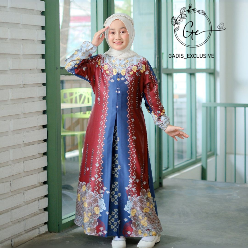 baju gamis anak prempuan armani silk seragaman keluarga kekinian tampil lebih serasi
