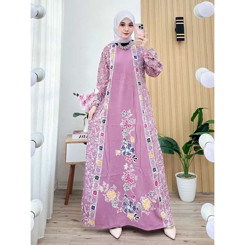GAMIS MOTIF ENCIM LONGGDRESS BATIK BUSUI DASTER PANJANG GAMIS BUSANA MUSLIMAH KEKINIAN MOTIF TERBARU