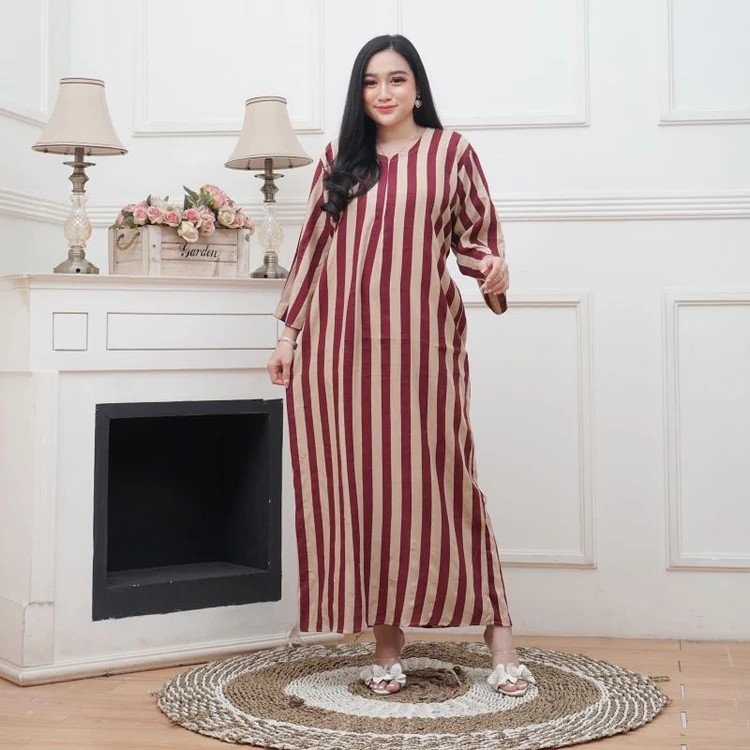 Daster Motif Salur Rayon Premium - Daster muslimah terbaru