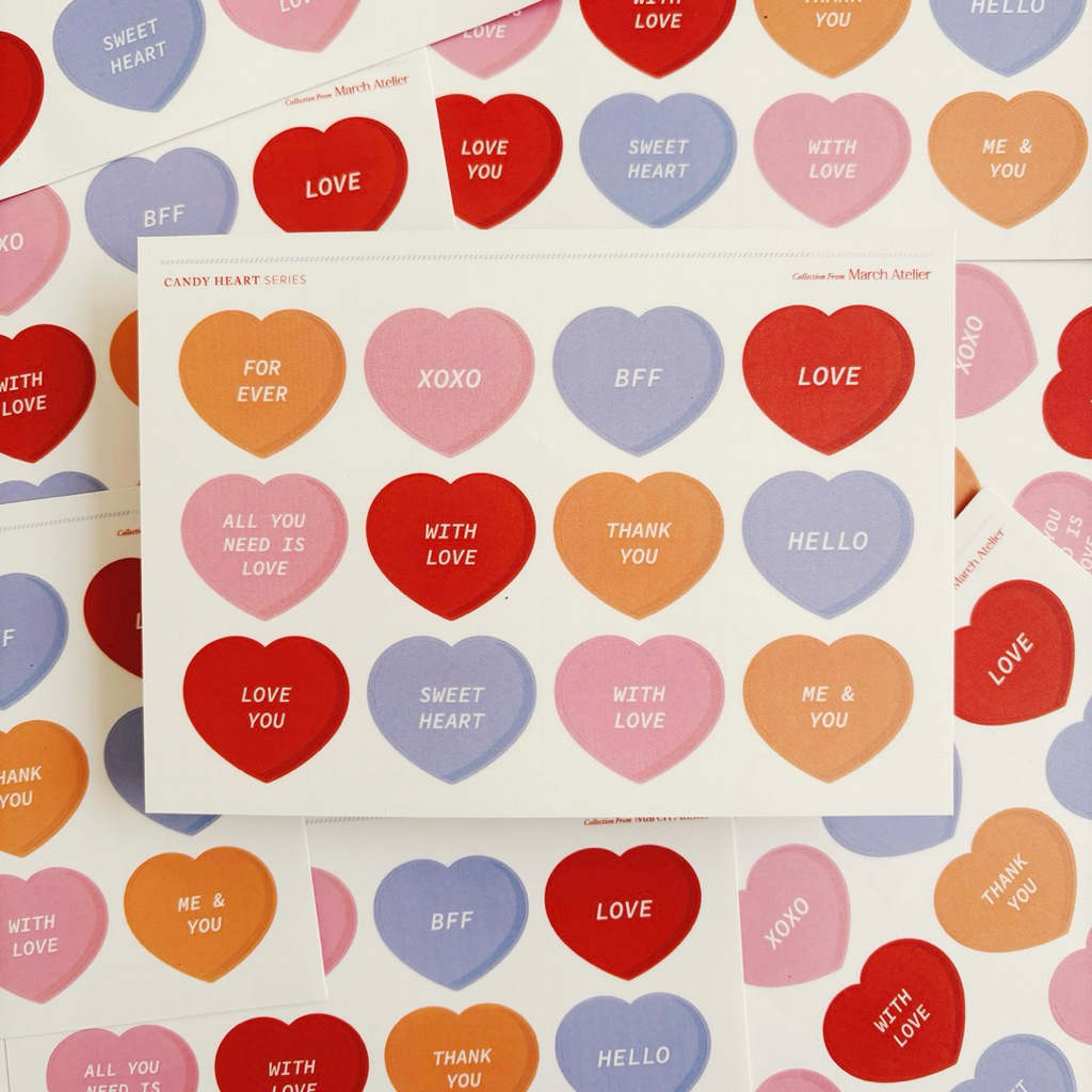 

Sticker Candy Heart / Love sticker / Sticker Postage stamp / Vinyl Sticker Kiss Cut