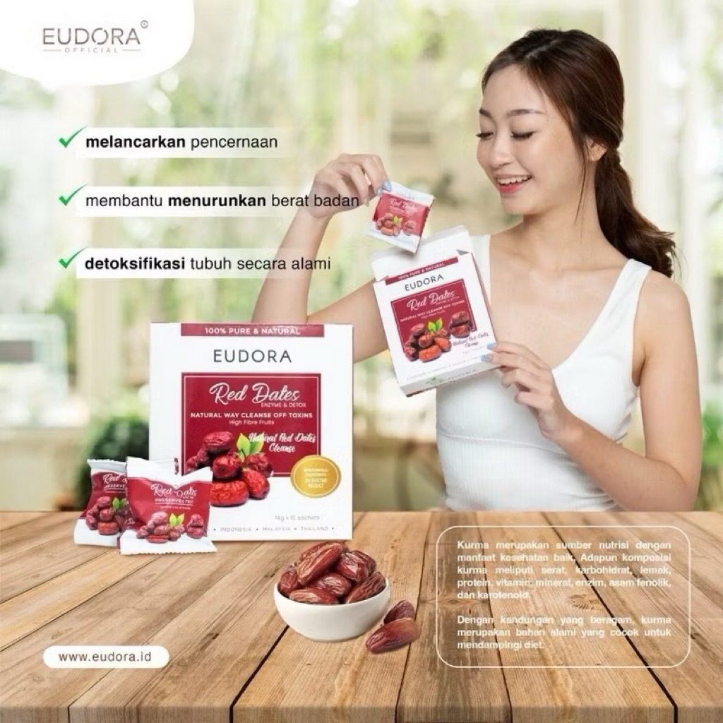 [1 PCS] Eudora Red Dates Enzyme & Detox BPOM Buah Herbal Detoks Pelangsing Alami