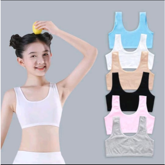 12 Pcs Miniset Motif Polos Anak Remaja SD/SMP Bra Miniset Remaja