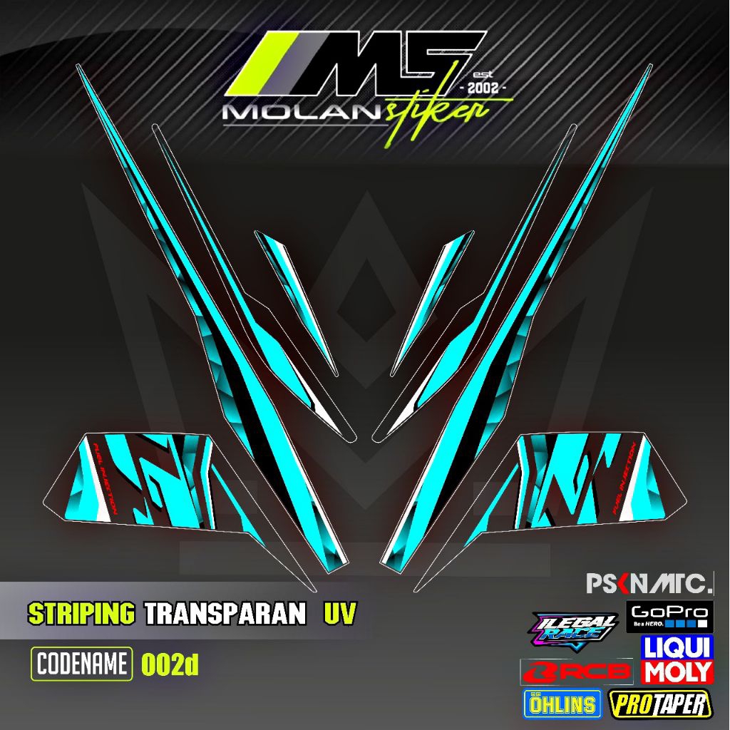 Decal Sticker Striping Variasi Transparan Uv Jupiter Z Burhan 2004-2009 Jupiter Lama 2001-2004 Yamah