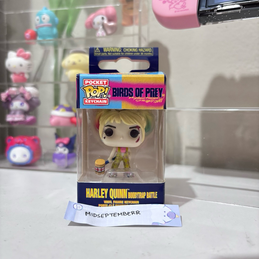 FUNKO POP pocket keychain harley quinn birds of prey booby trap battle