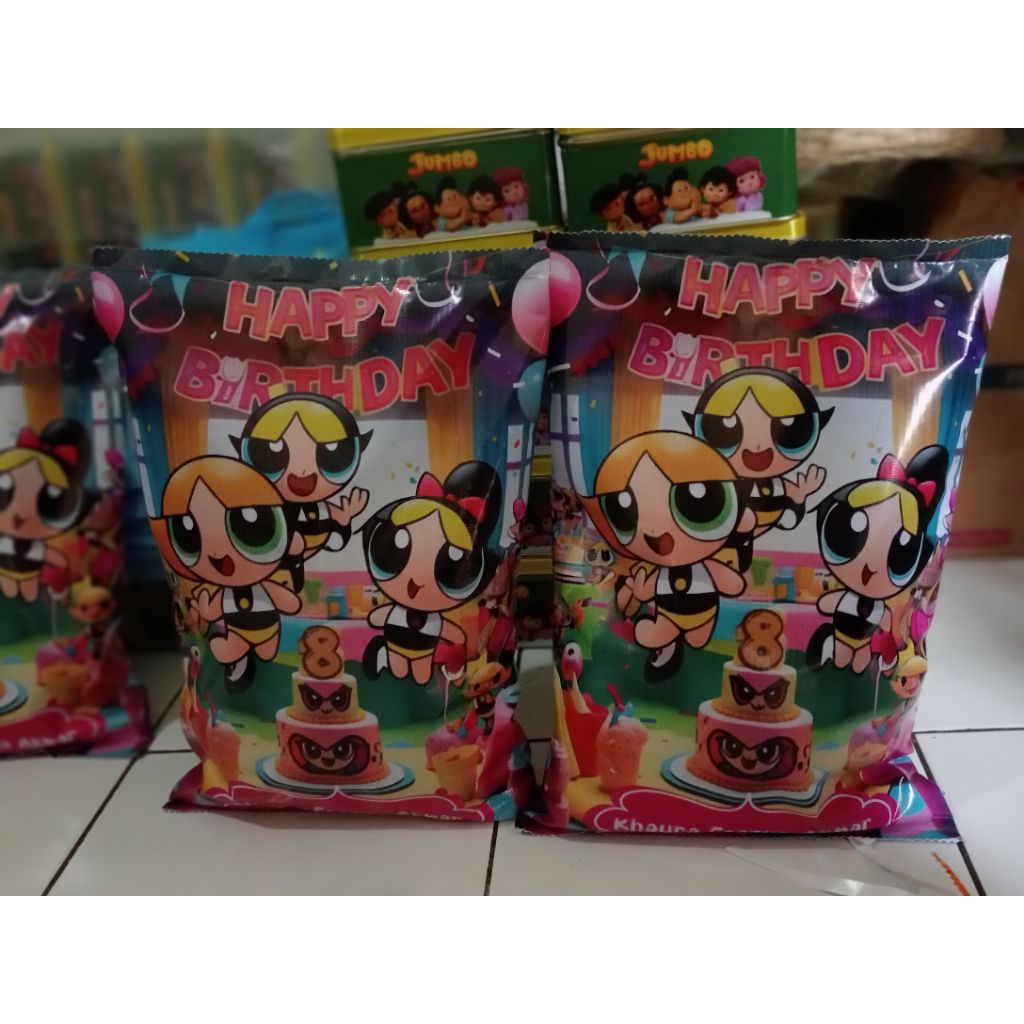 

paket snack ulang tahun pouch custom ukuran M