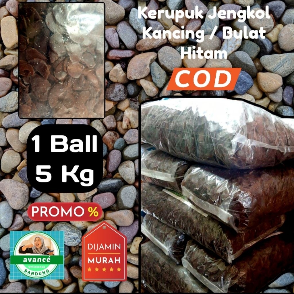

Kerupuk Jengkol Bulat Pipih / Kancing Hitam Mentah 1 Ball (5 Kg)