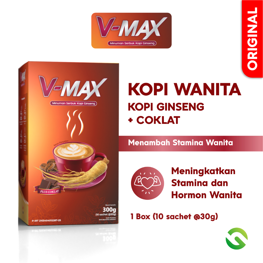 

V-MAX Kopi Serbuk Ginseng Rasa Coklat Minuman Sehat Meningkatkan Stamina & Kesehatan untuk Wanita