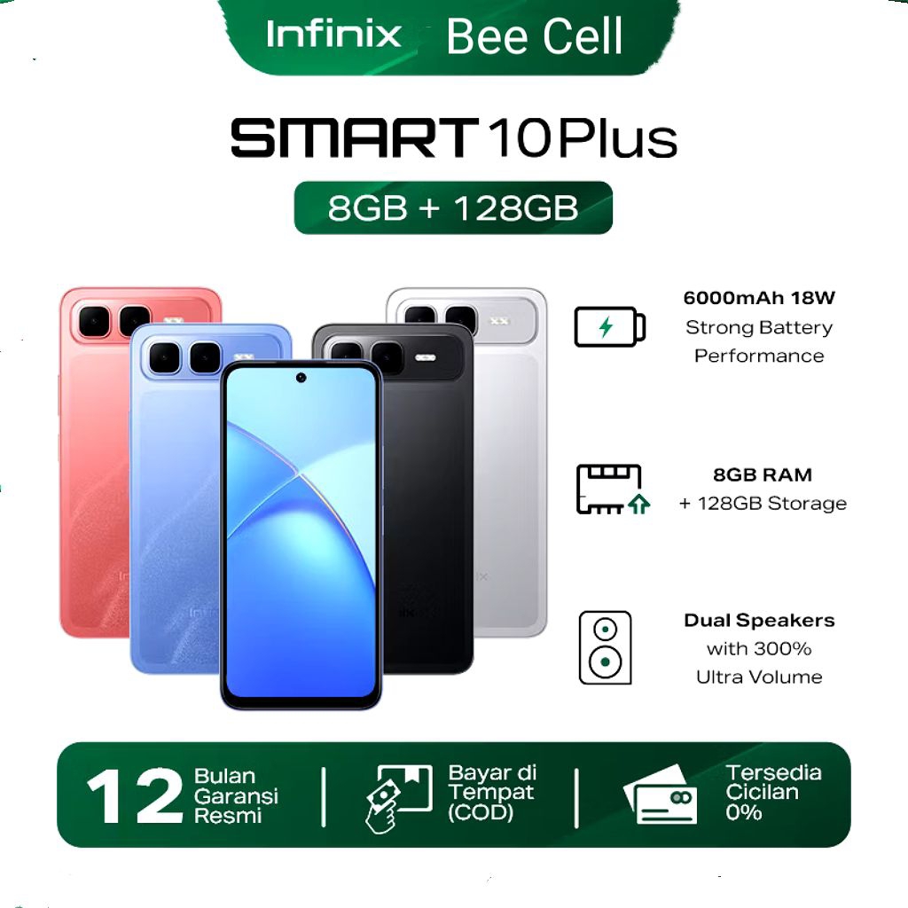 Infinix Smart 10 Plus 8/128GB - Up to 16GB Extended RAM - 6.67 inch 120Hz HD+-T7250-6000 mAh