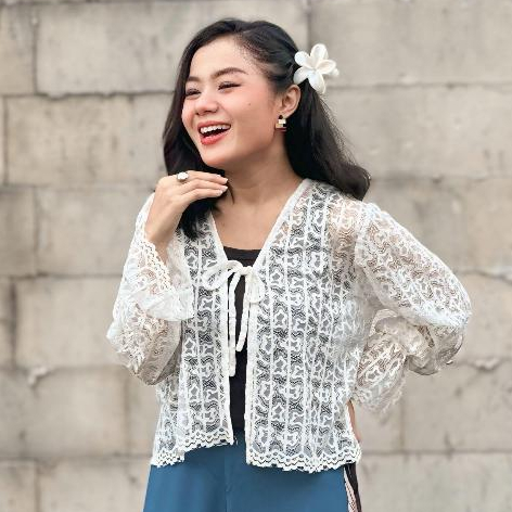 AURYN BLOOM by Raziea (Atasan/Outer Elegan Korea Style) Rekomendasi Blouse Brokat Transparan Wanita 