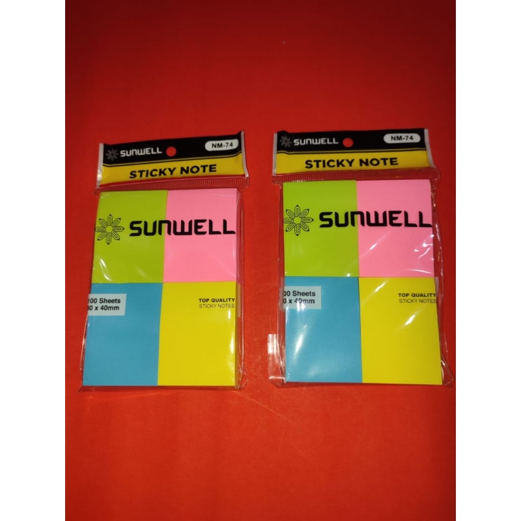 

Sticky Note Sunwell 100 Lembar 4 Warna | 76x76mm | Memo Tempel Warna-Warni | Kertas Catatan-Alat Tulis Kantor/ATK Murah Medan