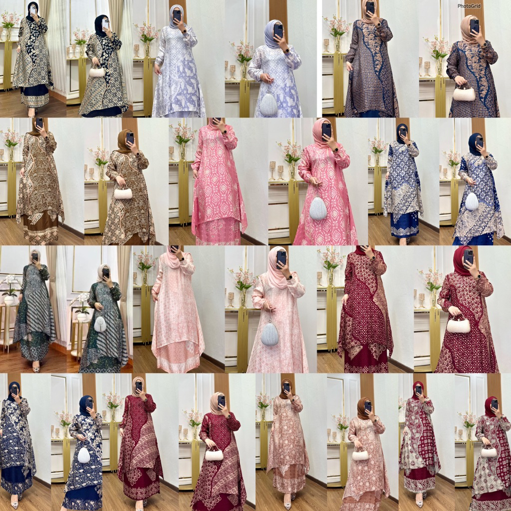 Set Tunik Batik Dobby Sutra Melayu