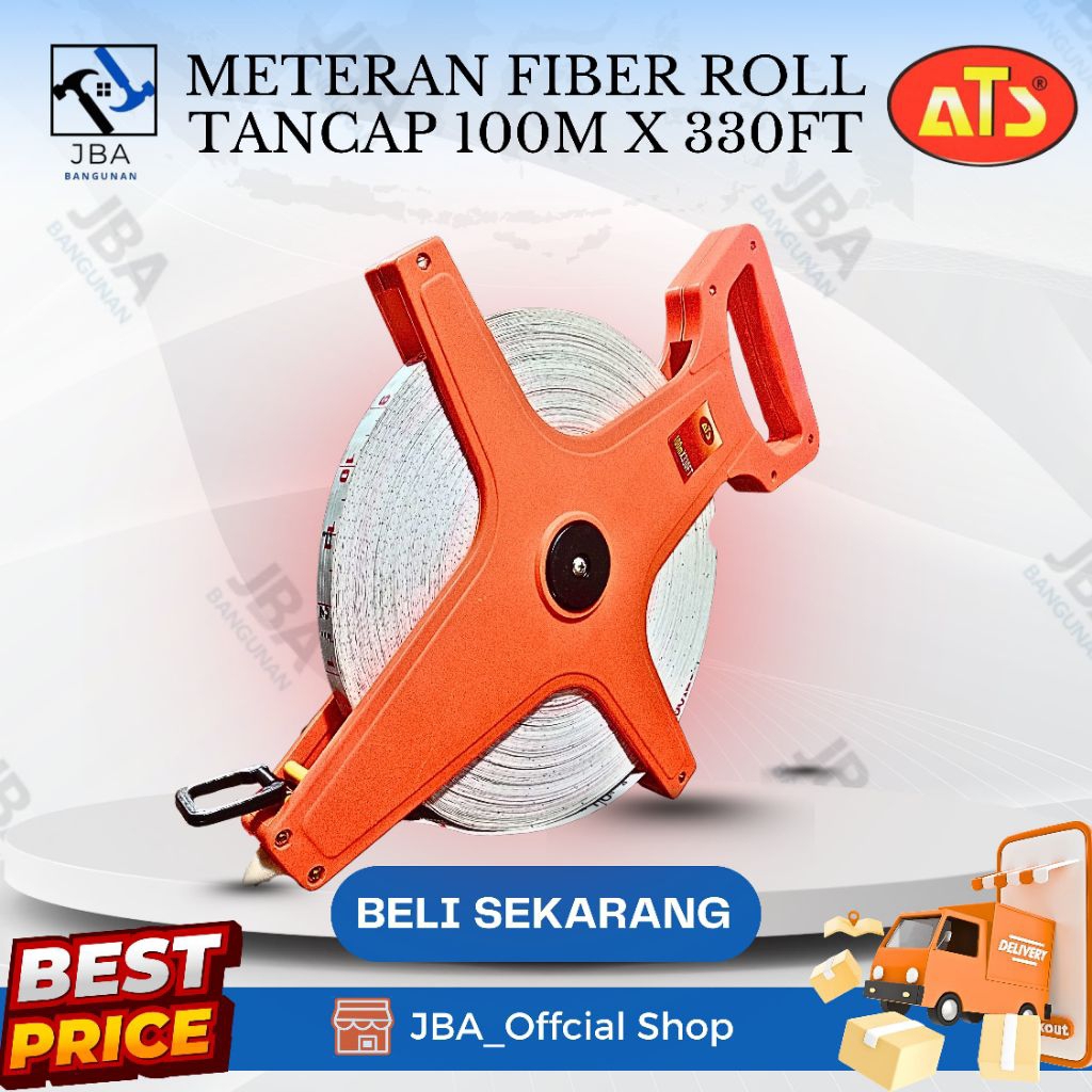 METERAN FIBER ROLL TANCAP 100M ATS / Meteran Roll 100m / Meteran Fiber Roll