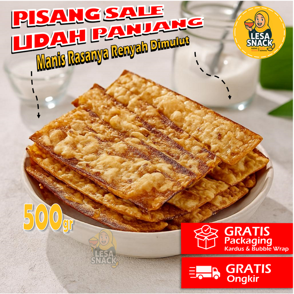 

Keripik Pisang Sale Renyah Lesa Snack 500 Gram – Camilan Jadul Manis | Snack Tradisional Gurih