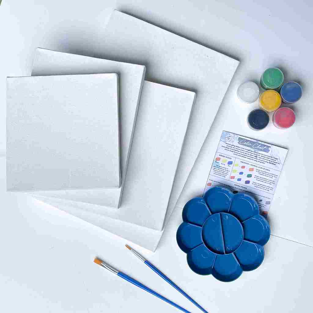

Kanvas Lukis Putih Kanvas Paket Lengkap Cat Akrilik Kuas Mixing Color Chart