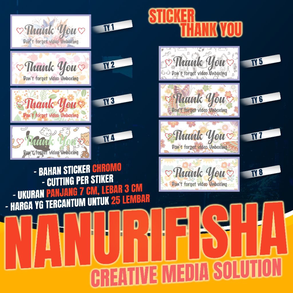

Sticker label Thank You panjang 7 cm, lebar 3 cm