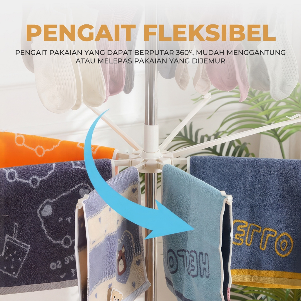 Unik Jemuran Baju Stainless - Jemuran Baju - Jemuran Baju Bayi - Jemuran Menara 3 Tingkat