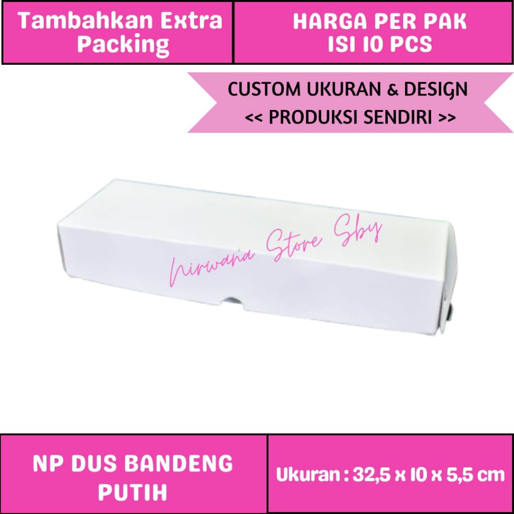 

Dus Bandeng Putih Polos 32,5x10x5,5 cm / Dus Ikan