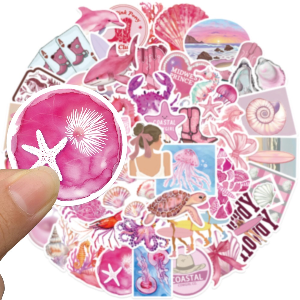 

[50PCS]Stiker Lucu Gadis pantai merah muda Stiker Kartun Stiker Pack Permainan Decal Vinyl Stiker Waterproof-Sticker Aesthetic Stiker Buku Journal Koper Casing HP Gitar Laptop Helm Motor