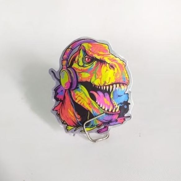 

Sticker hologram Dinosaurus Gamer T-rex Pakai Headphone Untuk hp laptop motor helm