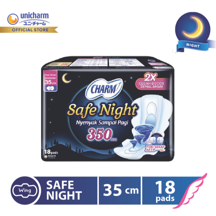 Charm Pembalut Safe Night 35cm Wing 18 pads