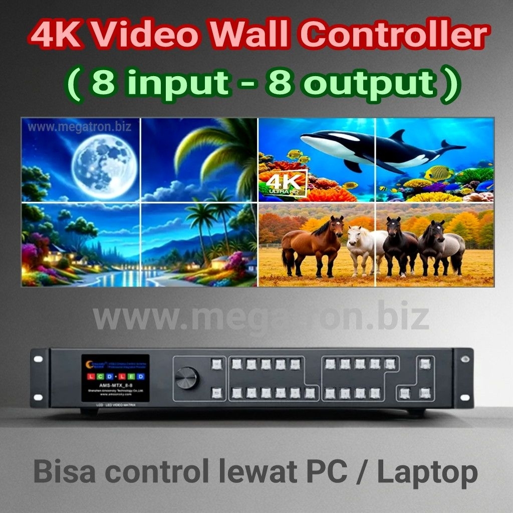 4K HDMI Video Wall Controller (8 input - 8 output) - support Mode Multiview Splicing - bisa control via PC