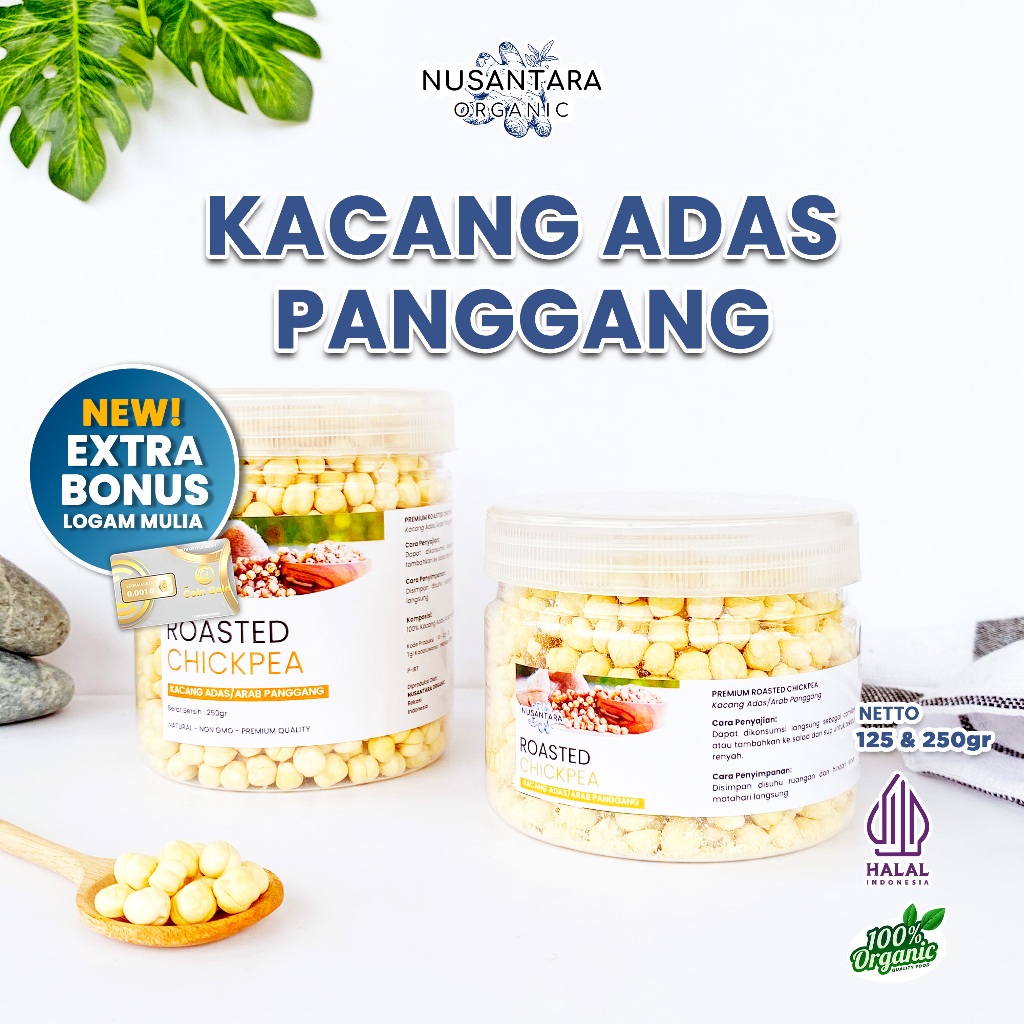 

Nusantara Organic Kacang Arab Roasted Chickpea Gurih Renyah Panggang Asli Tanpa Campuran