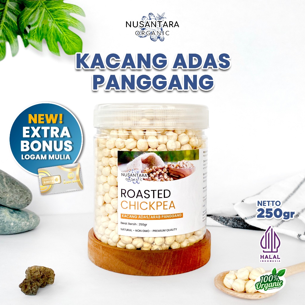 

Nusantara Organic Kacang Arab Crunchy Nut Matang Organik Adas Arap Panggang Lezat Sehat 250gr