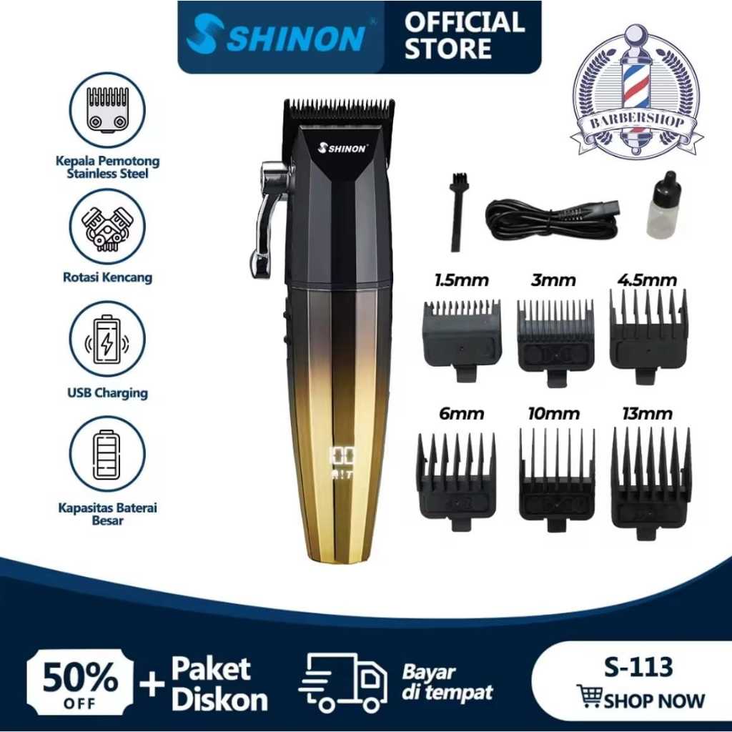 SHINON S-113 Hair Clipper Alat Pangkas Rambut Original Alat Potong Rambut Kliper Bergas Rambut Elekt