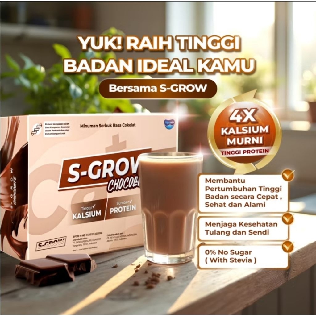 

S-Grow Peninggi Badan Rasa Coklat - Chocolate