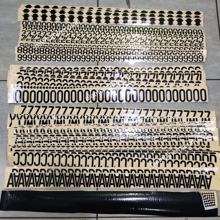stiker angka plat motor hitam (1pics) untuk usaha bisa request huruf dan angkanya