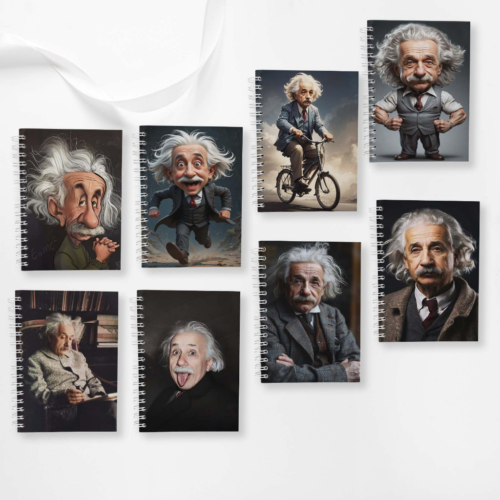 

Note Book Spiral Large (10 cm X 14 cm) Albert Einstein / Notebook A6 Custom / Seminar Kit Surabaya