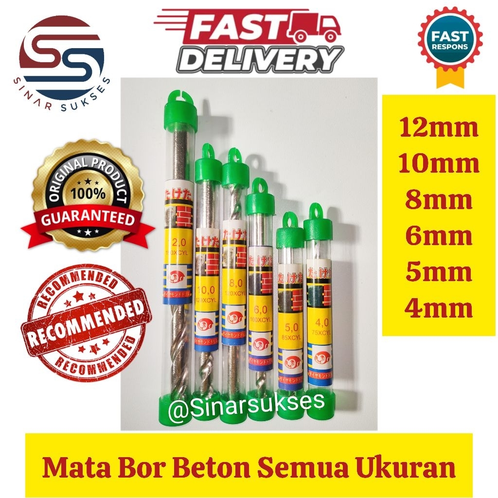 Mata Bor Beton Taketa Semua Ukuran Lengkap 4mm 5mm 6mm 8mm 10mm 12mm/ Mata Bor Beton Taketa/ Mata Bo