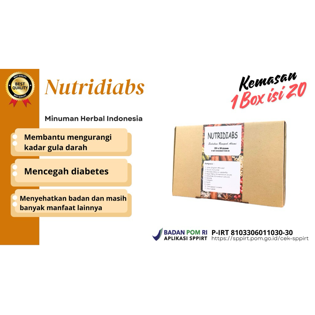 

1 Box Isi 20 Nutridiabs Diabetes atasi Diabetes Rempah Asli
