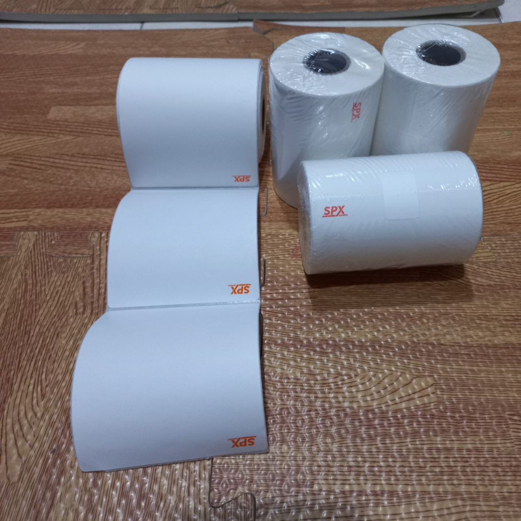 

Label sticker thermal roll 100x120mm logo spx sticker barcode sticker printer olshop murah