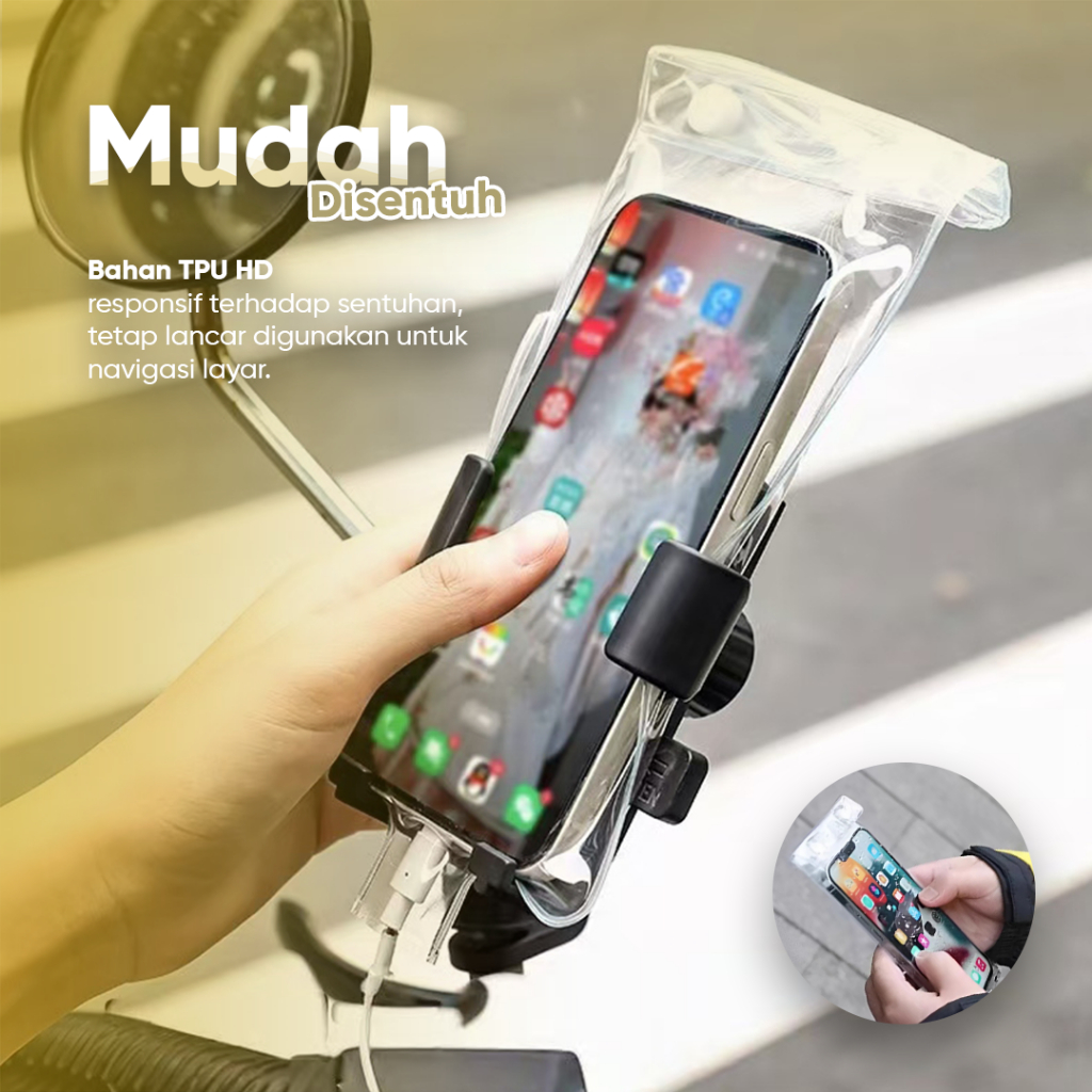 Premium Cover Hp Anti Air Gantung Holder Hp Motor Tas Waterproof Handphone Holder Tas Gantung Untuk