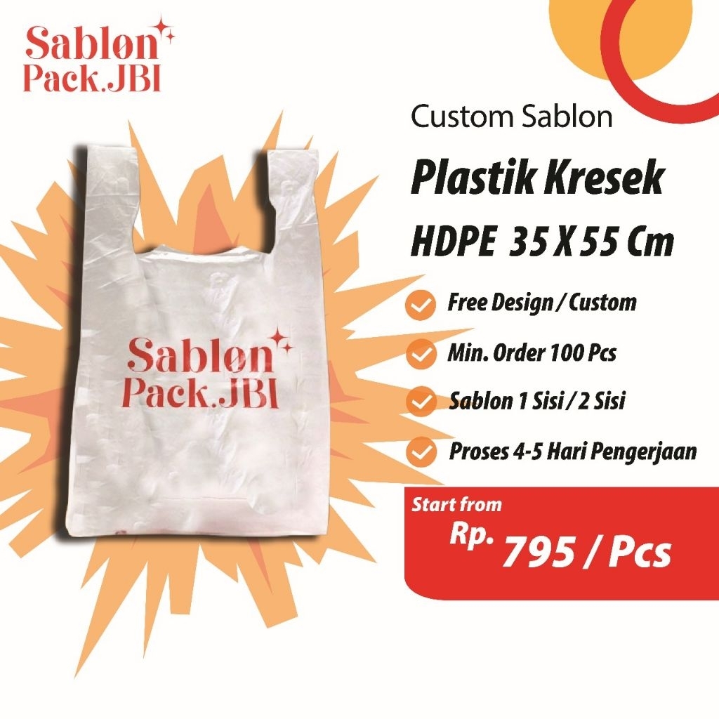 

Sablon Plastik Kresek HDPE Ukuran 35x55 isi 100 Pcs / 200 Pcs, Sablon Plastik kresek ukuran 35 isi 100 Pcs & 200 Pcs