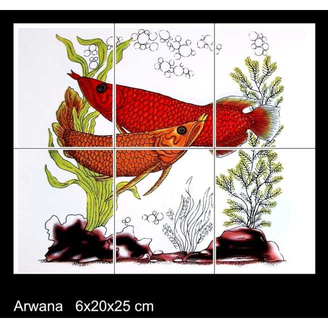 Panel Keramik Arwana  6 keping 20x25 cm (50 x 60 cm)