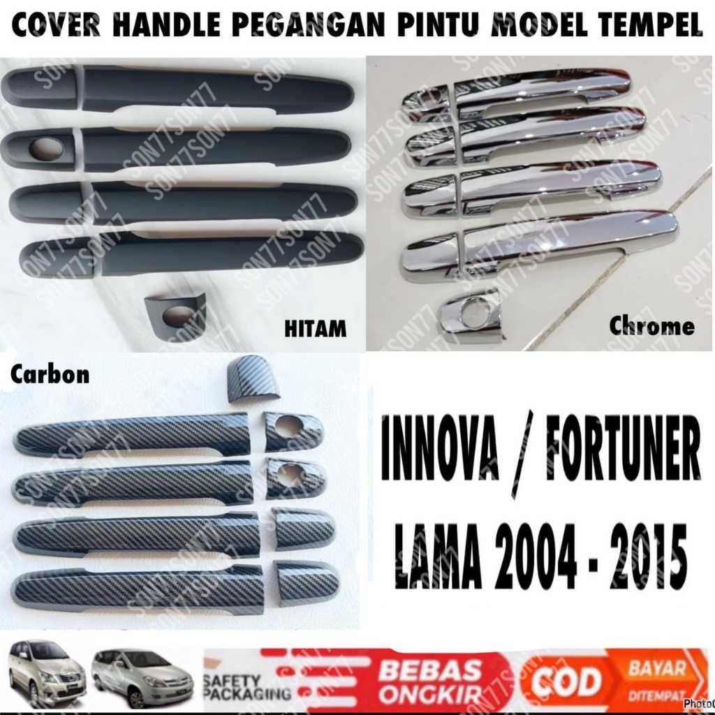 Cover Handle Pintu Innova Fortuner Lama 2004 2005 2008 2010 2012 2014 2015 Hitam Chrome Carbon
