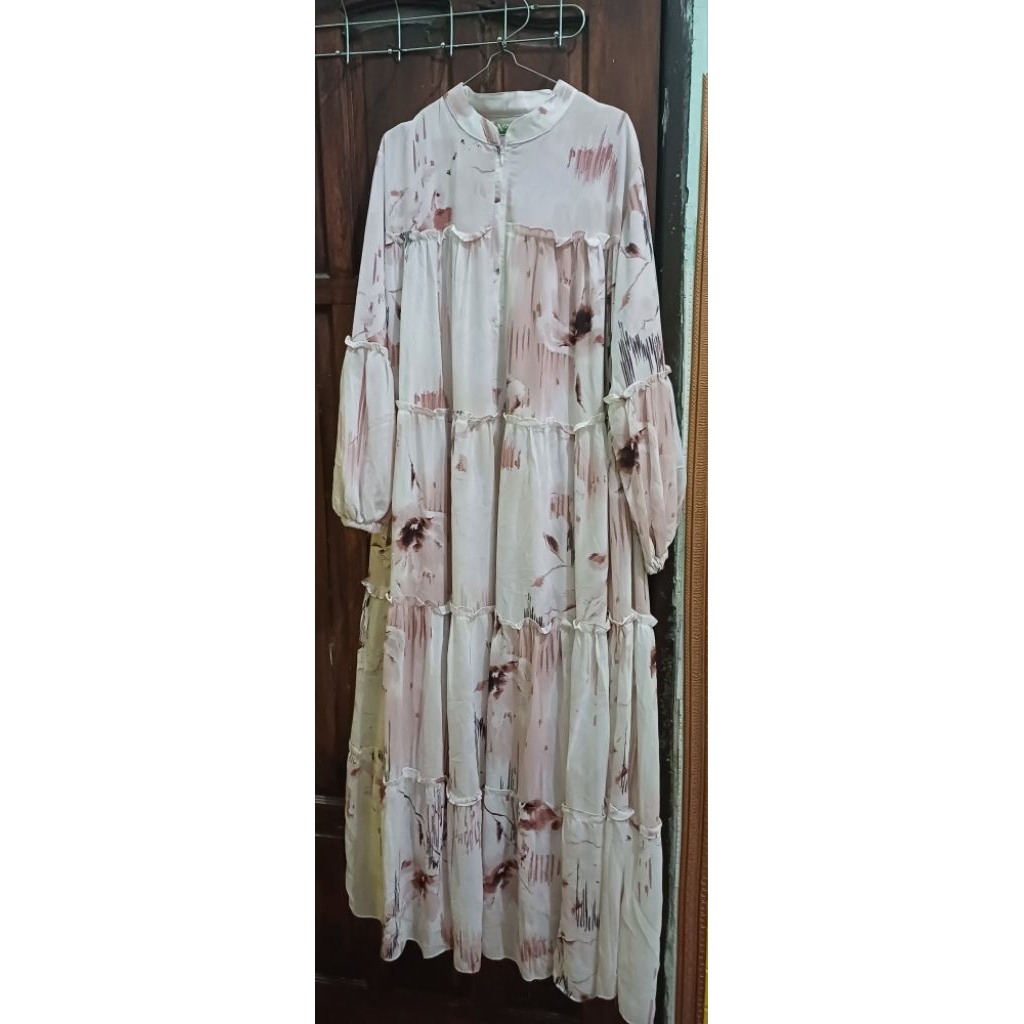 Termurab.... gamis syari set kerudung putih cantik