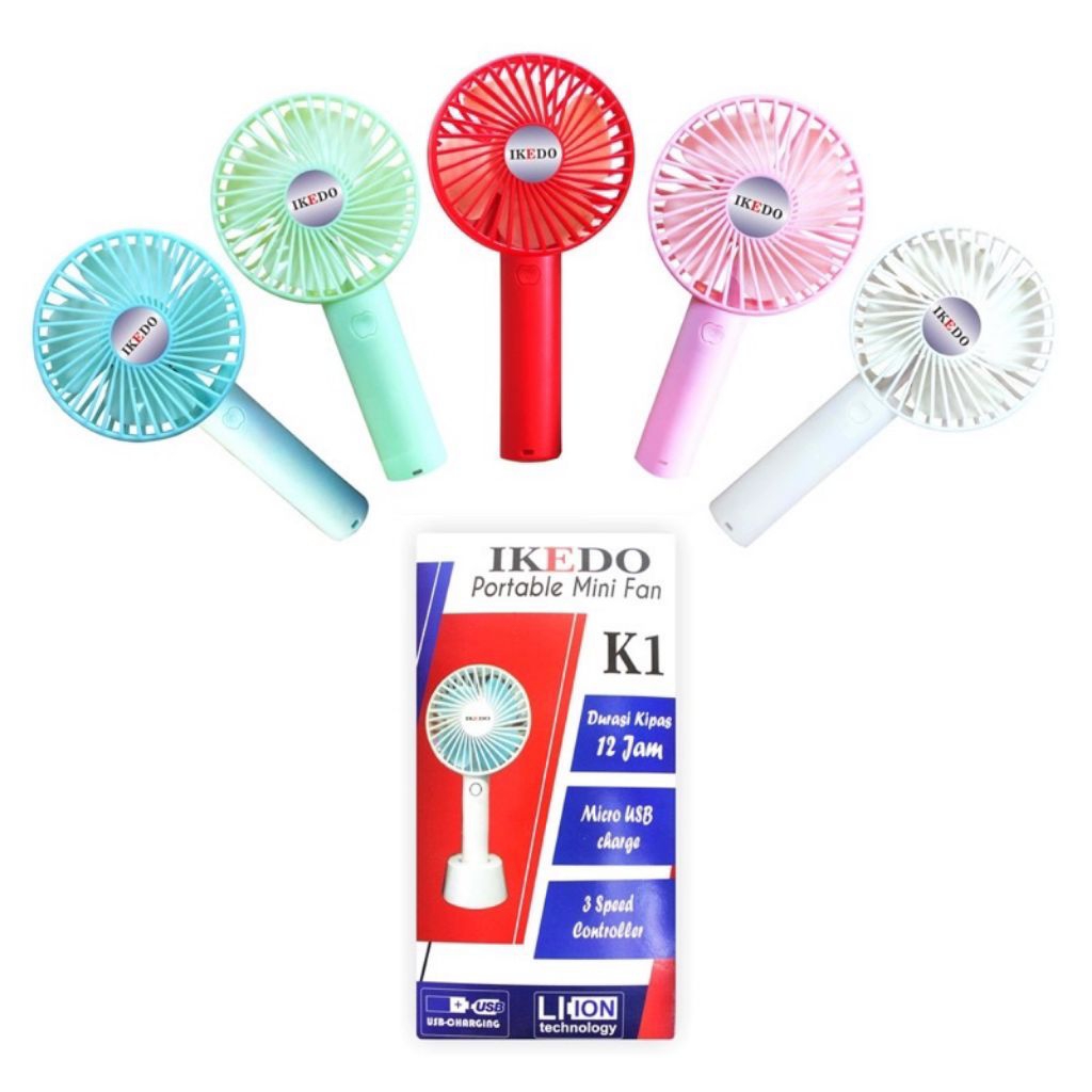 Ikedo Kipas Angin Genggam Portabel Model K1 Baterei Terpisah (Tidak FREE BATERAI)